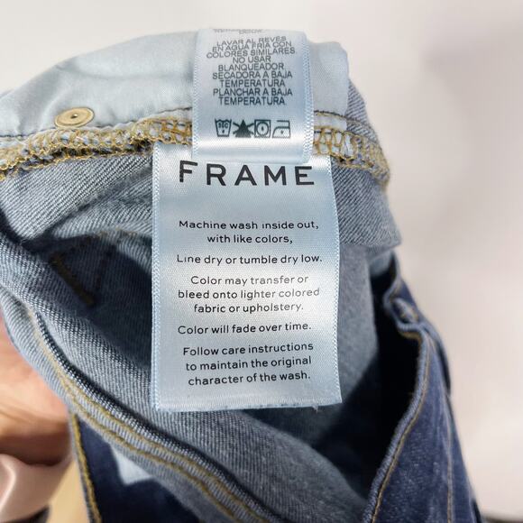 Frame Womens 24 Le Skinny de Jeanne Jeans Distressed Ripped Fray Hem Wriley Wash - Picture 11 of 13